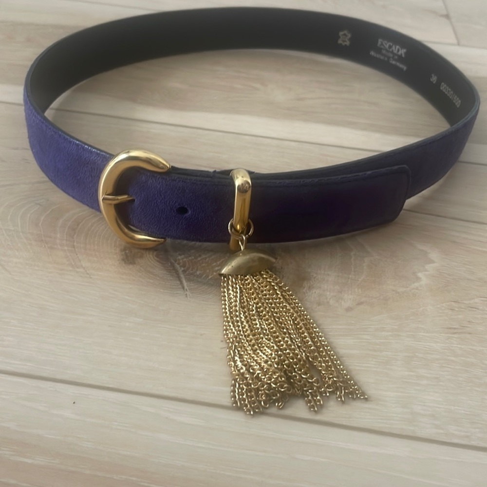 Escada Vintage Purple Velvet Belt Size 36
